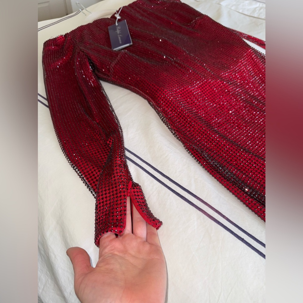 RALPH LAUREN PURPLE LABEL MINALI OFF SHOULDER CRYSTAL EMBELLISHED GOWN - Picture 10 of 17